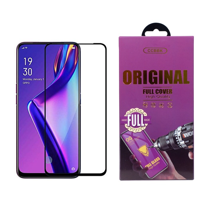 Стъклен Протектор OG за Xiaomi Poco F2, Закалено стъкло, Цялостно покритие, Черен