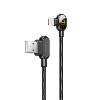 Cablu Mcdodo M Series Gaming Lightning, Black, 2A, unghi 90°, 1.2m, led Cablu Mcdodo M Series Gaming Lightning, Black, 2A, unghi 90°, 1.2m, led