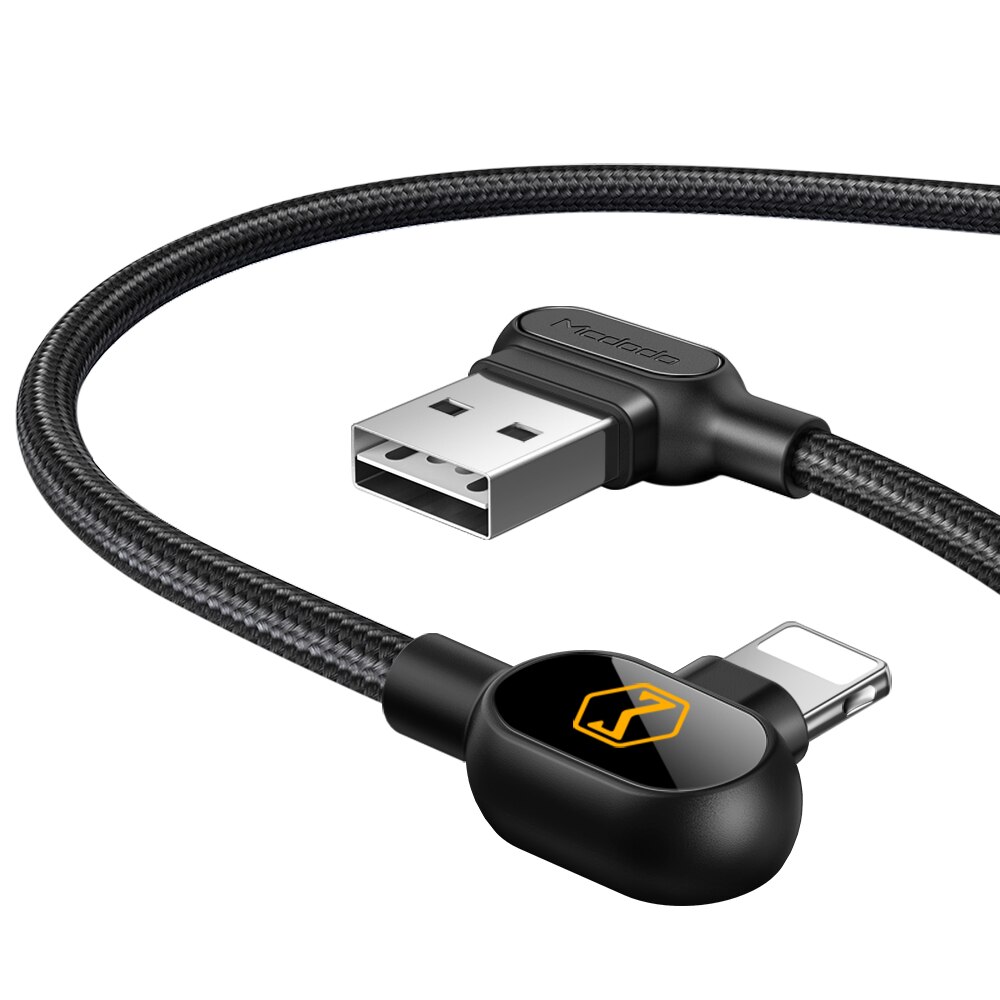 Cablu Mcdodo M Series Gaming Lightning, Black, 2A, unghi 90°, 1.8m, led