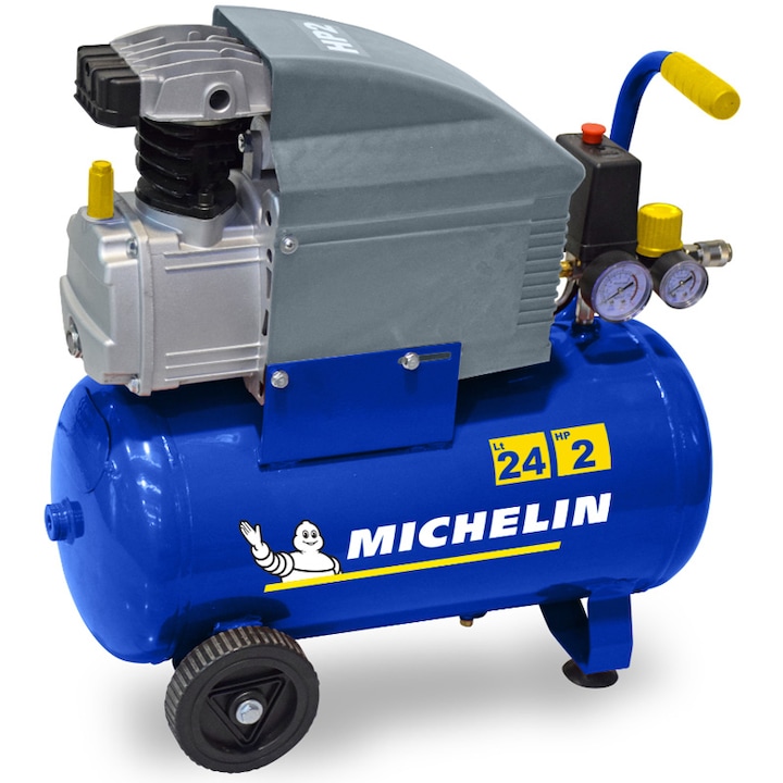 Compresor de aer profesional monofazat Michelin MB2420, 1500 W, 220 V, 170 l/min debit aer, 24 l capacitate rezervor, 8 bar presiune maxima