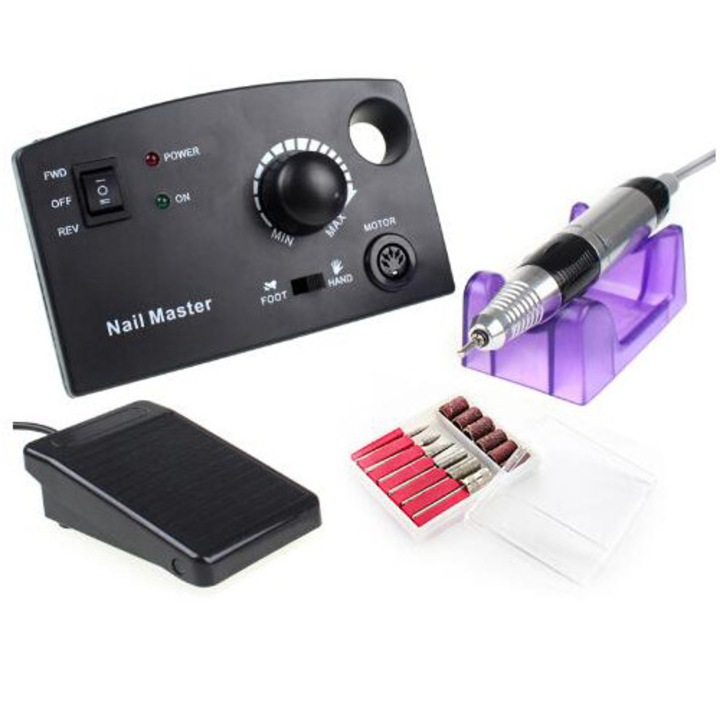 Freza Electrica Profesionala Unghii 35000RPM Black -S035 + CADOU Gel Uv Color UNGHII