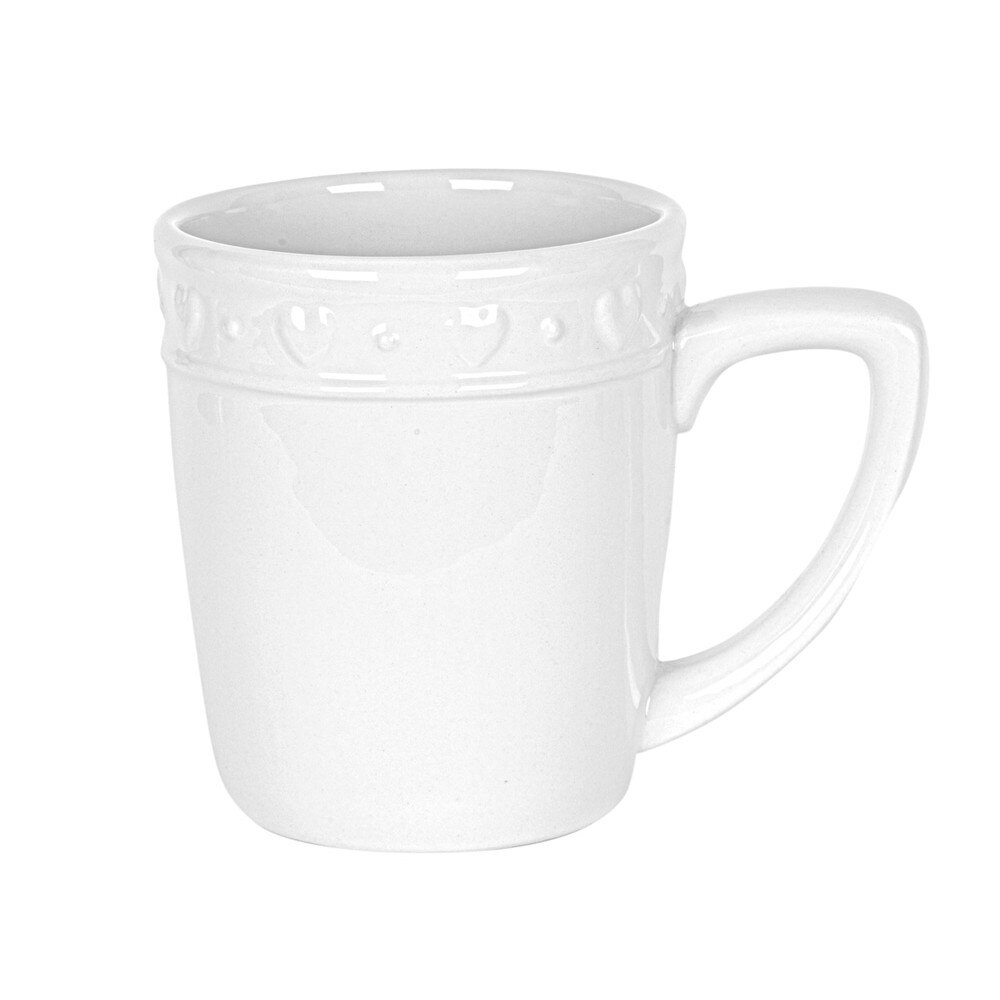 Cana ceramica Angelica Home & Country alba cu inimioare