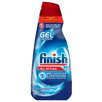 Detergent de vase gel pentru masina de spalat Finish All in One Max Regular, 650 ml Detergent de vase gel pentru masina de spalat Finish All in One Max Regular, 650 ml