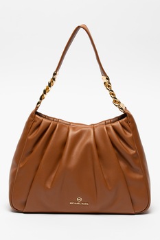 Michael Kors, Geanta de piele ecologica cu design drapat Hannah, Scortisoara Michael Kors, Geanta de piele ecologica cu design drapat Hannah, Scortisoara