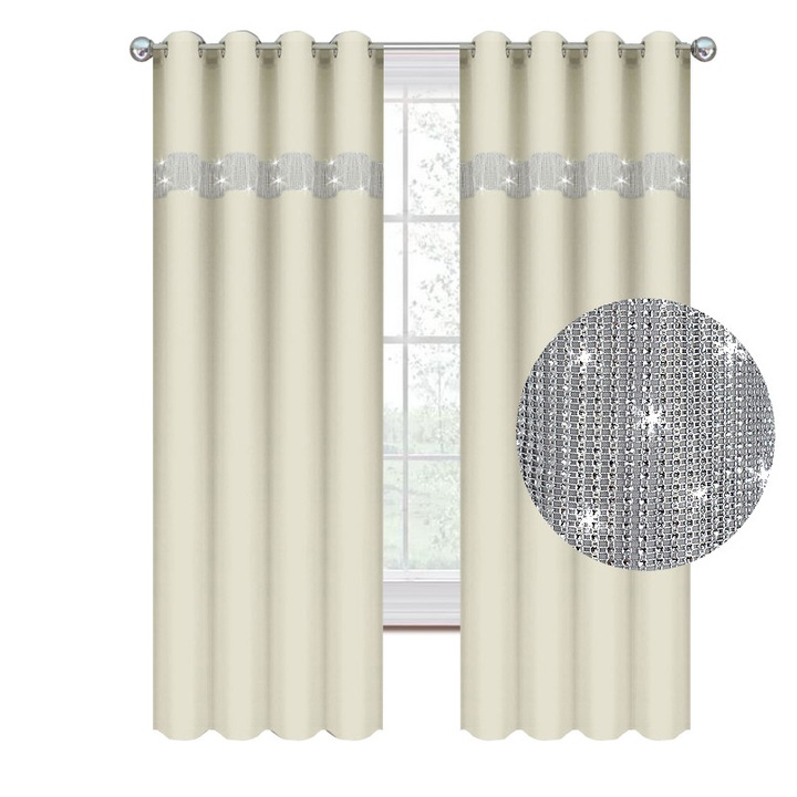 Csíkos függöny 140x250, Ecru LENKOLP2