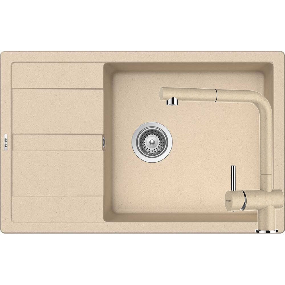 Kit chiuveta Schock Ronda D-100XL 780 x 500 mm si baterie Schock Epos cu Dus Extractibil Moonstone Cristalite