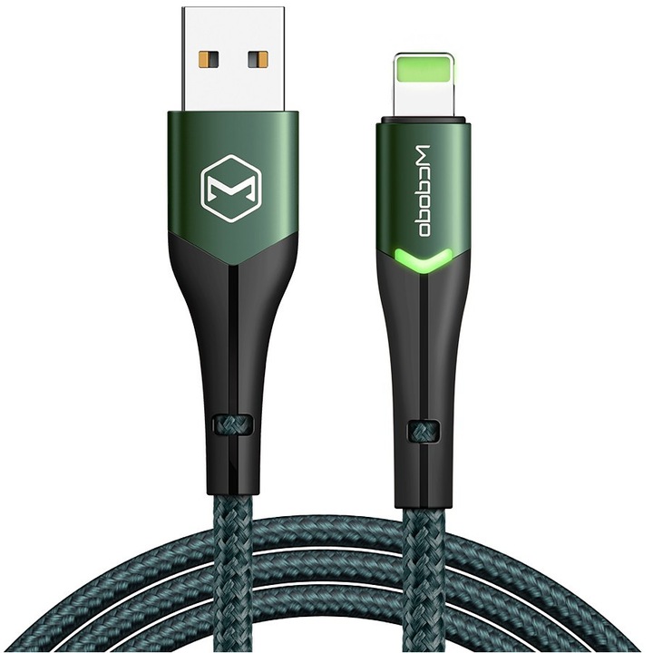 Magnificence Mcdodo USB kábel - Lightning 2A LED 1.8M zöld