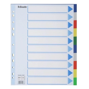 Index A4 Maxi Esselte, Plastic, cu 10 Separatoare Colorate Index A4 Maxi Esselte, Plastic, cu 10 Separatoare Colorate