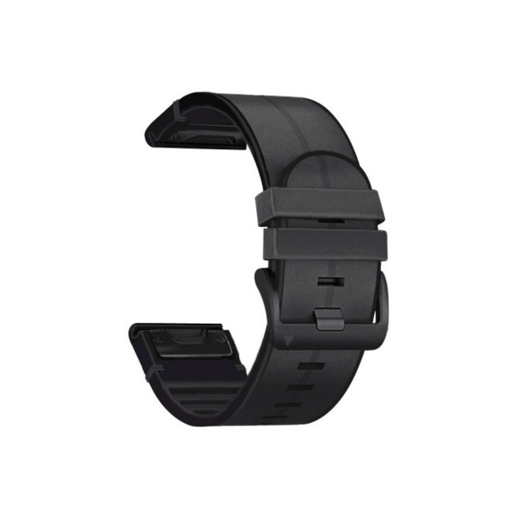 Curea piele exterior si silicon interior compatibila Garmin Fenix 6X, 26mm . eR D L