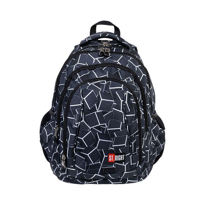 Ghiozdan 4 compartimente, 2 buzunare, Majewski, Gama St. Right, Colectia 3D Cubes, BP-04