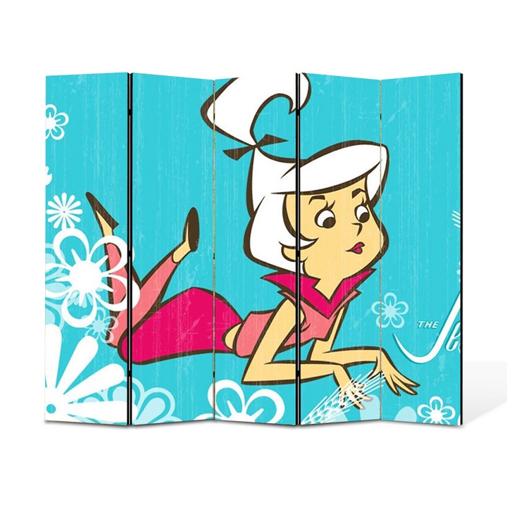 Paravan 5 piese Premium TrueColor, Art Star, The Jetsons Judy, Animatii, Panza pe cadru de lemn, Decoratiuni Moderne pentru Casa, 5 Panouri de 35x150, 175 x 150 cm