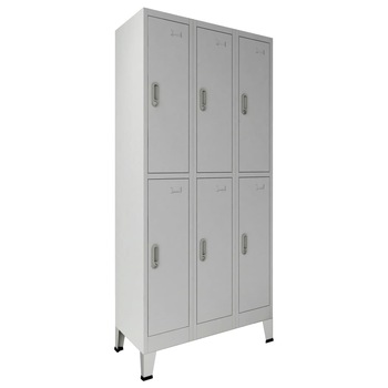 Dulap vestiar cu 6 compartimente, vidaXL, Otel, 90 x 45 x 180 cm, Gri Dulap vestiar cu 6 compartimente, vidaXL, Otel, 90 x 45 x 180 cm, Gri