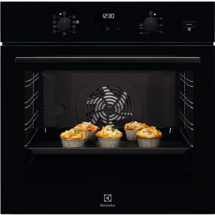Electrolux EOD5C50Z SteamBake beépíthető sütő gőzfunkcióval, 72L, Katalitikus tisztítás, LED kijelző, D energiaosztály, Fekete