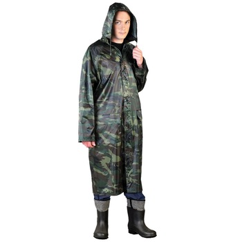 Pelerina de protectie, PPN, impermeabila, 100% din PVC, cu gluga si inchidere cu fermoar, camuflaj, marimea 3XL Pelerina de protectie, PPN, impermeabila, 100% din PVC, cu gluga si inchidere cu fermoar, camuflaj, marimea 3XL
