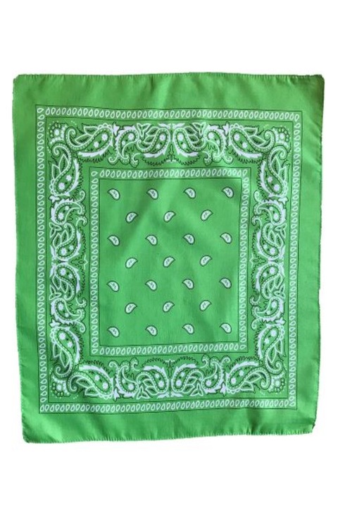 Esarfa tip bandana, cu imprimeu, bumbac, verde, 54 x 54 cm