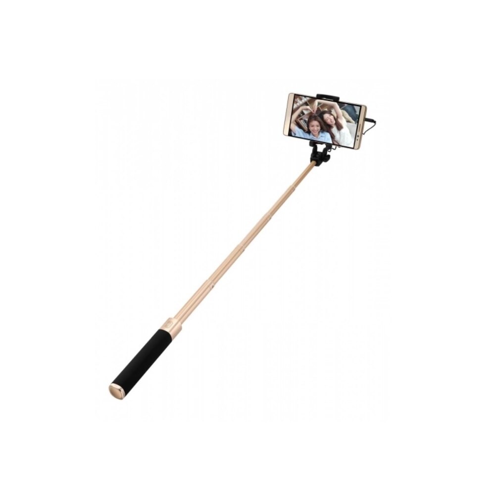 Selfie stick Huawei, cablu Jack 3.5 cm, compatibil cu Android si iOS, telescopic, rotatie 270 grade, Negru Auriu, BBL2399