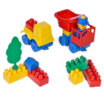 Set 40 cuburi de construit, multicolore, diferite forme, in saculet Set 40 cuburi de construit, multicolore, diferite forme, in saculet