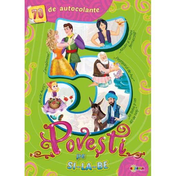 5 povesti pe silabe cu 70 autocolante. Verde