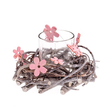 Suport lumanare cu coronita flori Suport lumanare cu coronita flori