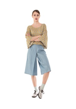 Fusta-pantalon denim, KVINNA, bumbac Fusta-pantalon denim, KVINNA, bumbac