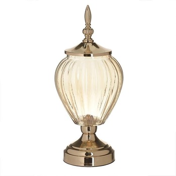Vas din sticla si metal cu capac, gold, 15 x 35 cm Vas din sticla si metal cu capac, gold, 15 x 35 cm