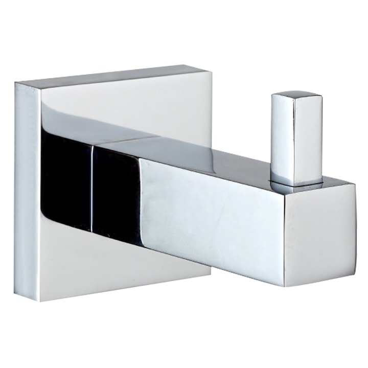 Carlig pentru baie, BOMSTOM, Suport ascuns, fixare perete, Finisaj cromat, Argintiu