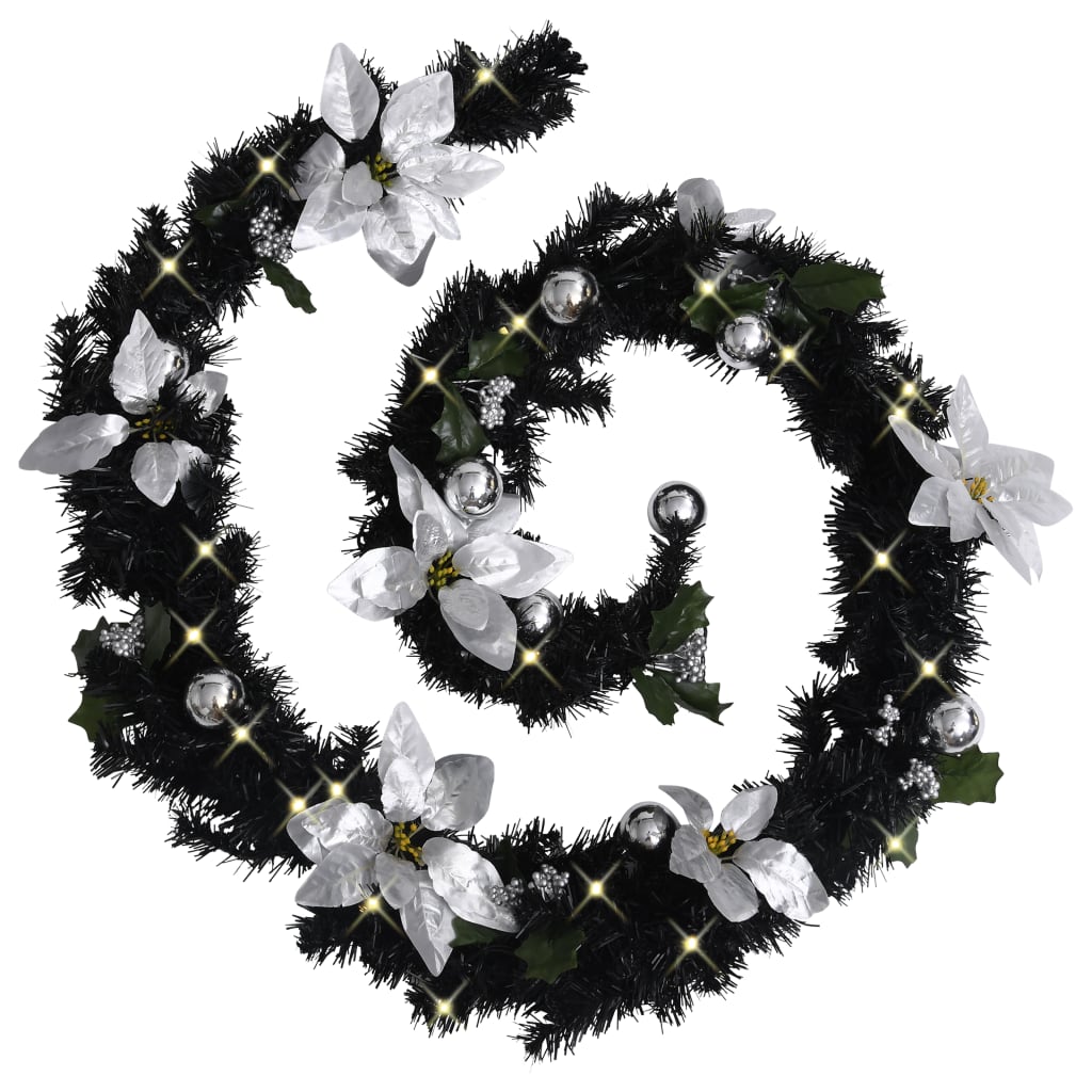 Ghiranda de Craciun cu becuri LED, vidaXL, PVC, 2,7 m, 50 LED, Negru/Alb