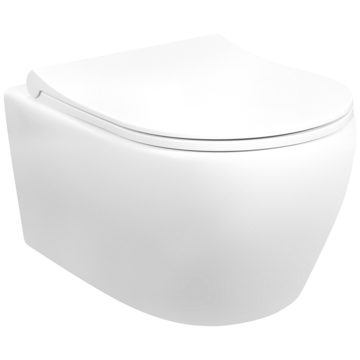 Creavit Függesztett WC -csésze rejtett rögzítéssel és Creavit Aloni RimOFF bidé funkcióval, puha zárású fedél, hideg / melegvízes csap