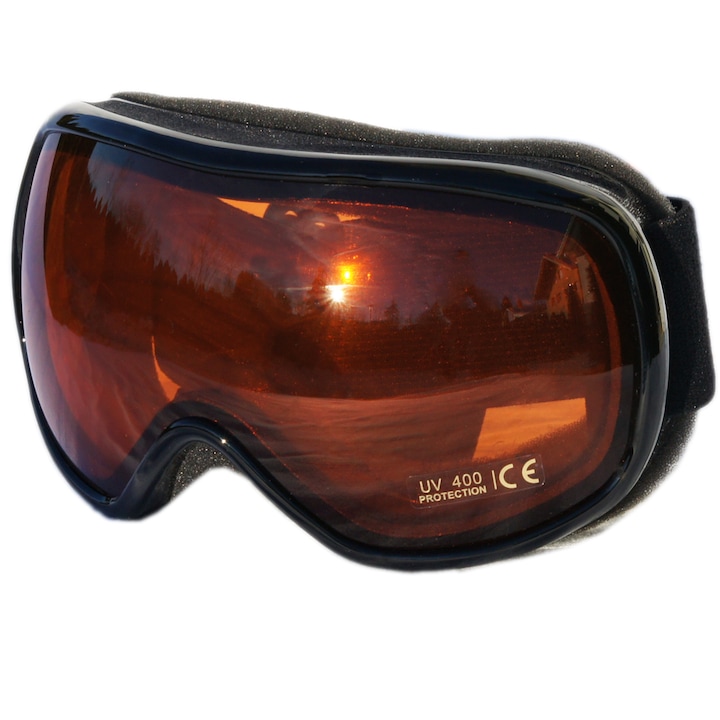 Ochelari de ski pentru copii Heezy, Protectie UV, Lentile duble, Anti-aburire, Negru