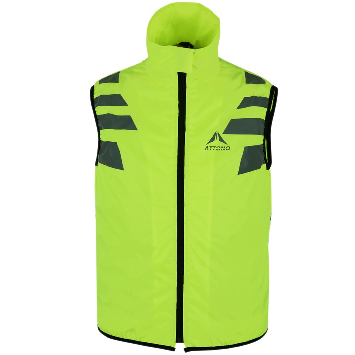 Vesta reflectorizanta pentru ciclism, Attono, Poliester/Nylon, Verde, L