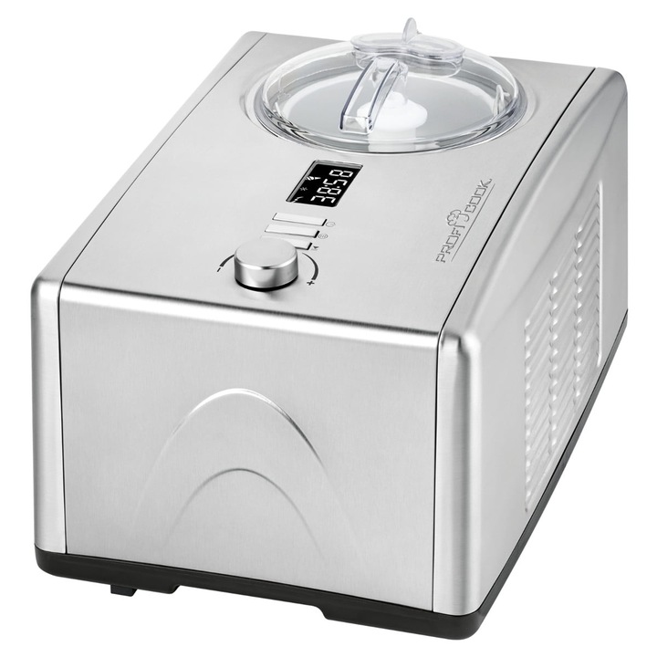 Машина за сладолед ProfiCook PC-ICM 1091 N, 2 в 1, LCD дисплей, Автоматично охлаждане, Прозрачен капак, Мощен, Безшумен мотор, Цифров таймер, Неръждаема стомана, 1.5 л