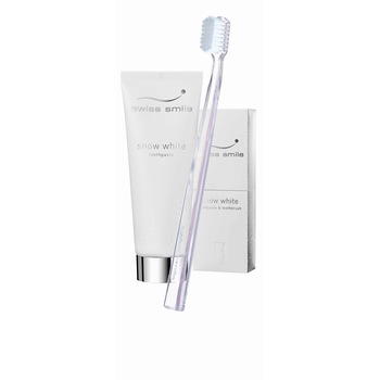 Set Pasta de dinti SWISS SMILE Snow White cu efect de albire, 75 ml, include periuta de dinti cu efect de albire, design de lux Snow White Set Pasta de dinti SWISS SMILE Snow White cu efect de albire, 75 ml, include periuta de dinti cu efect de albire, design de lux Snow White
