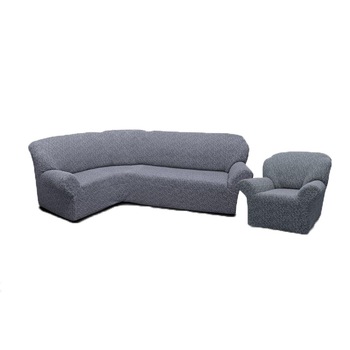Set huse pentru coltar si 1 fotoliu, Jacquard, cenusiu Set huse pentru coltar si 1 fotoliu, Jacquard, cenusiu