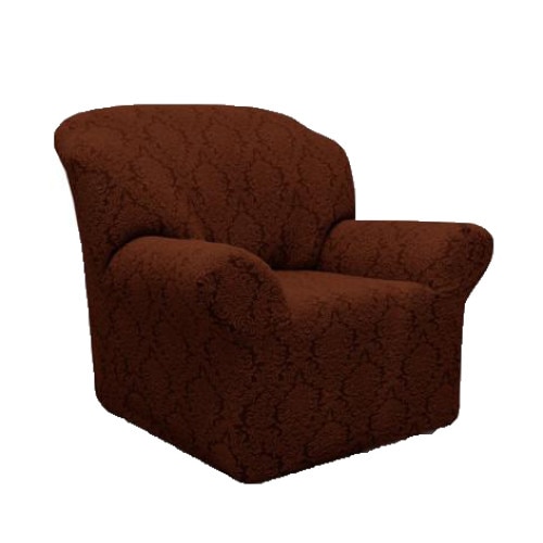 Husa fotoliu multielastica Jacquard, culoare maro inchis