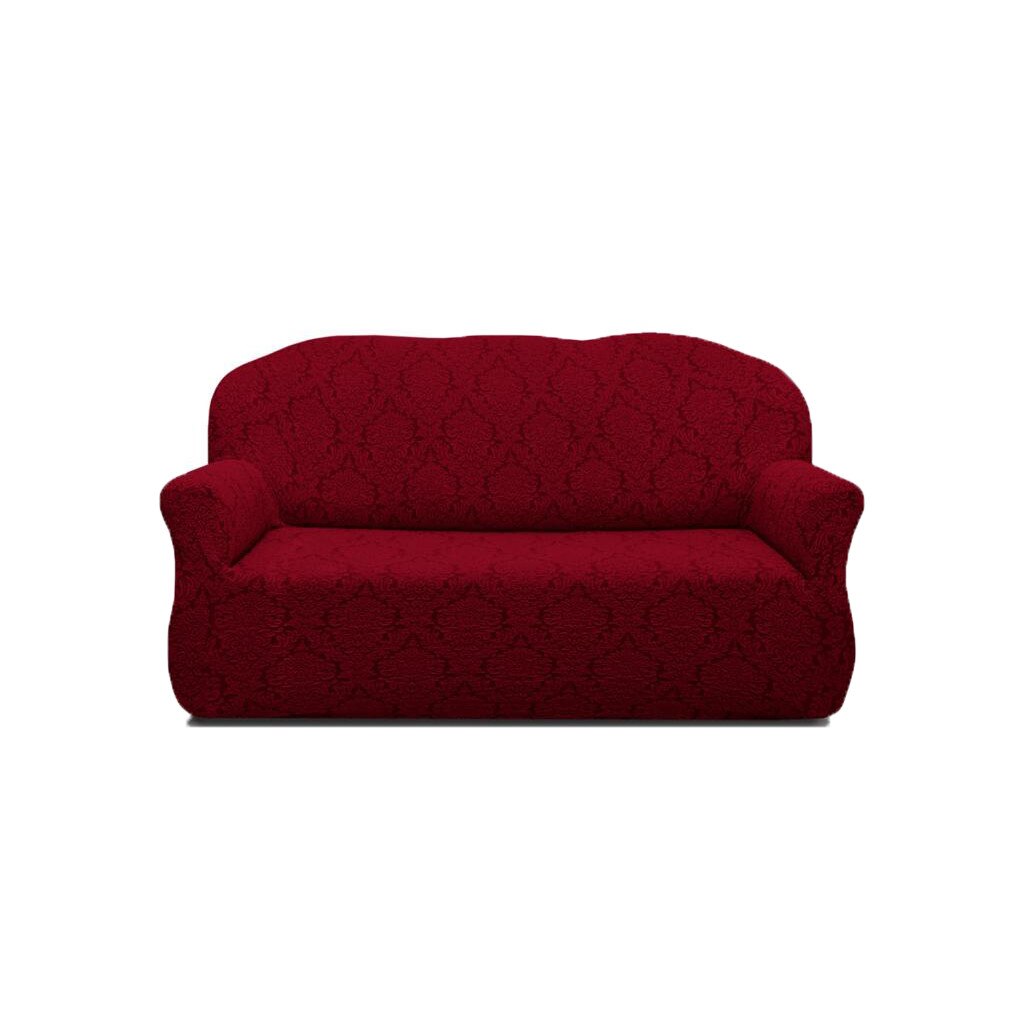 Husa elastica pentru canapea de 3 locuri, Jacquard, bordo