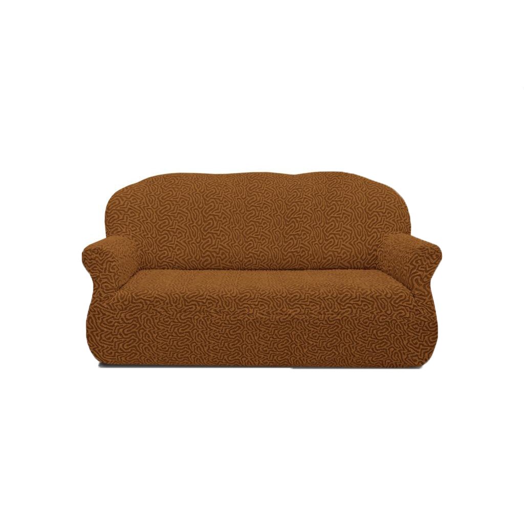 Husa elastica pentru canapea de 3 locuri, Jacquard, maro deschis