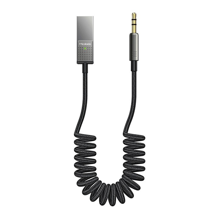 Mcdodo CA8700 Adapter audio Bluetooth 5.0 3.5 mm/USB-A fekete, AUX, 1,7m