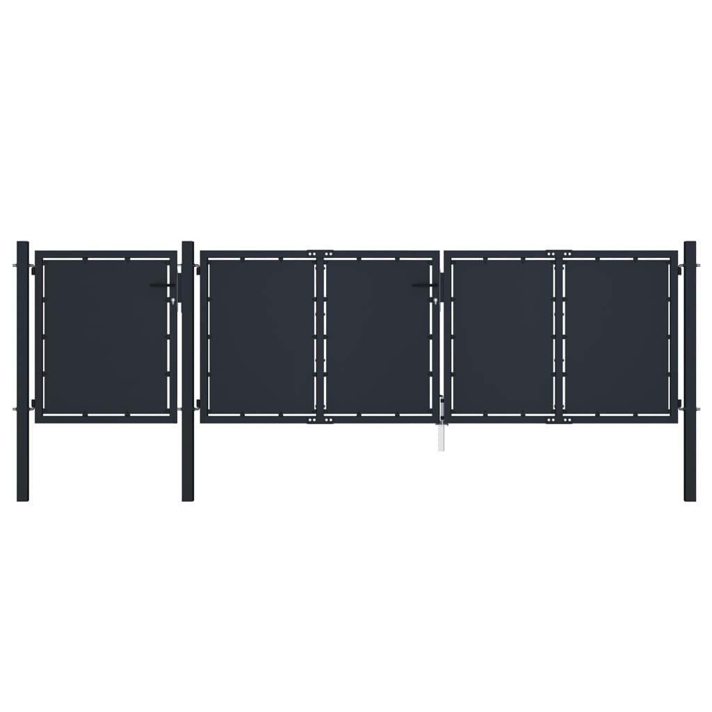 Poarta de gradina, vidaXL, Metal vopsit electrostatic, 4 x 1.5 m, Antracit