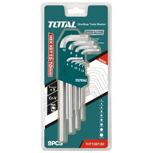 Set 9 chei imbus hexagonale Total, 1.5-10mm, Cr-V, brat extra-lung