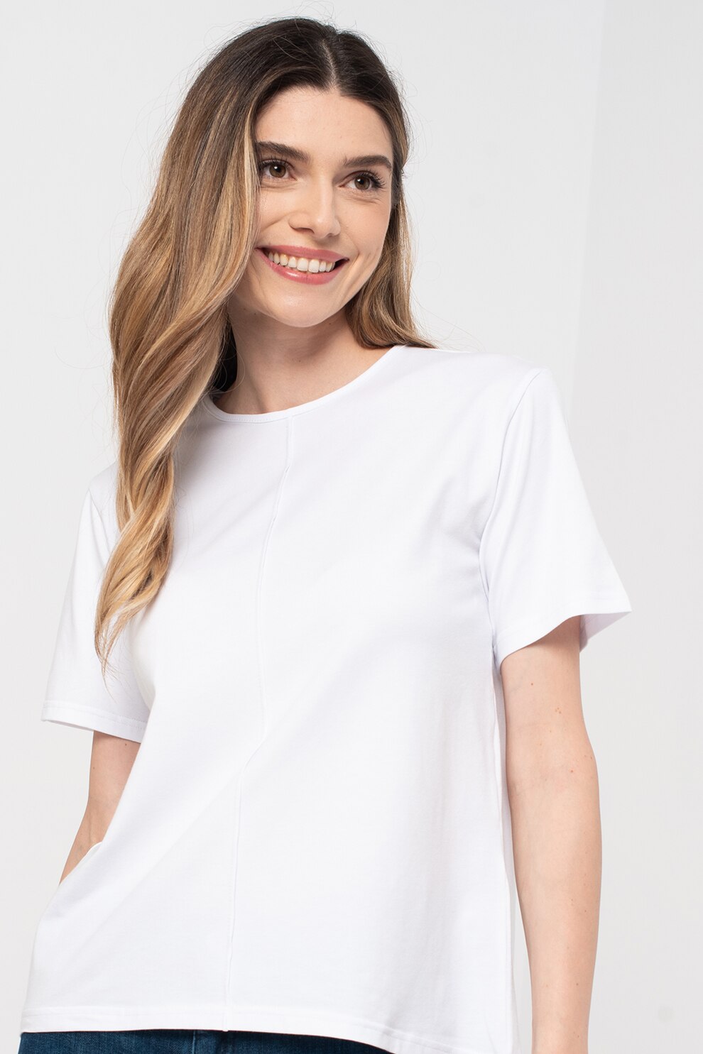 Amazing, Tricou cu terminatie asimetrica, Alb/Negru