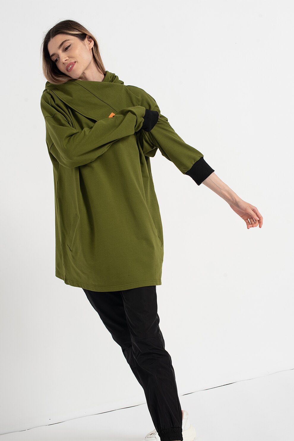 Amazing, Hanorac lejer cu buzunare laterale Mao, Kaki, L