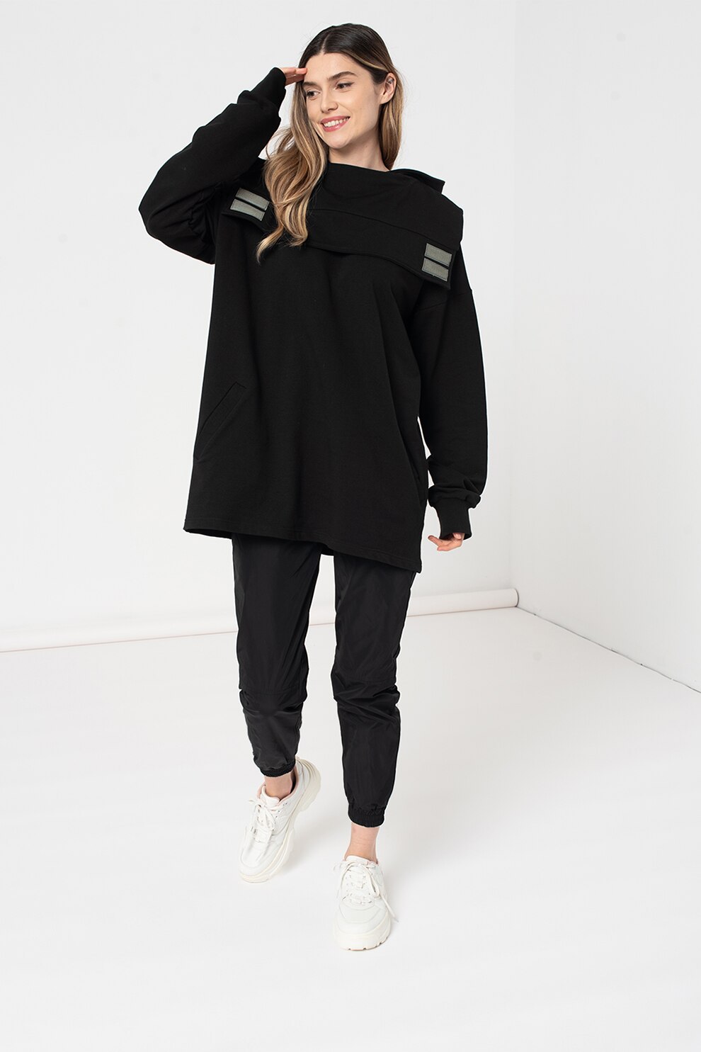 Amazing, Hanorac lejer cu buzunare laterale Mao, Negru, L