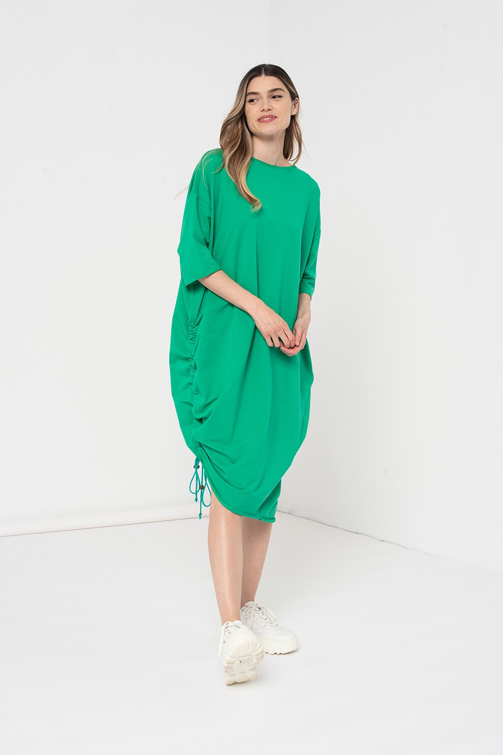 Amazing, Rochie supradimensionata cu maneci cazute Keni, Verde, One Size