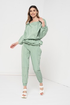 Amazing, Set de bluza cu terminatie peplu si pantaloni, Verde menta Amazing, Set de bluza cu terminatie peplu si pantaloni, Verde menta
