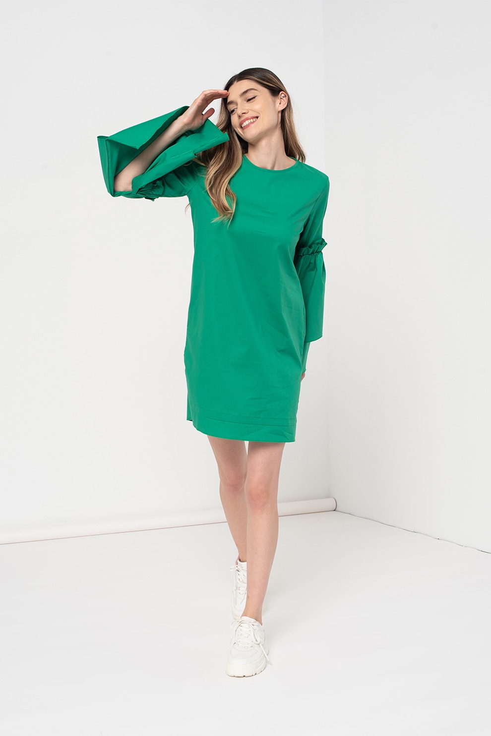 Amazing, Rochie lejera cu maneci evazate, Verde