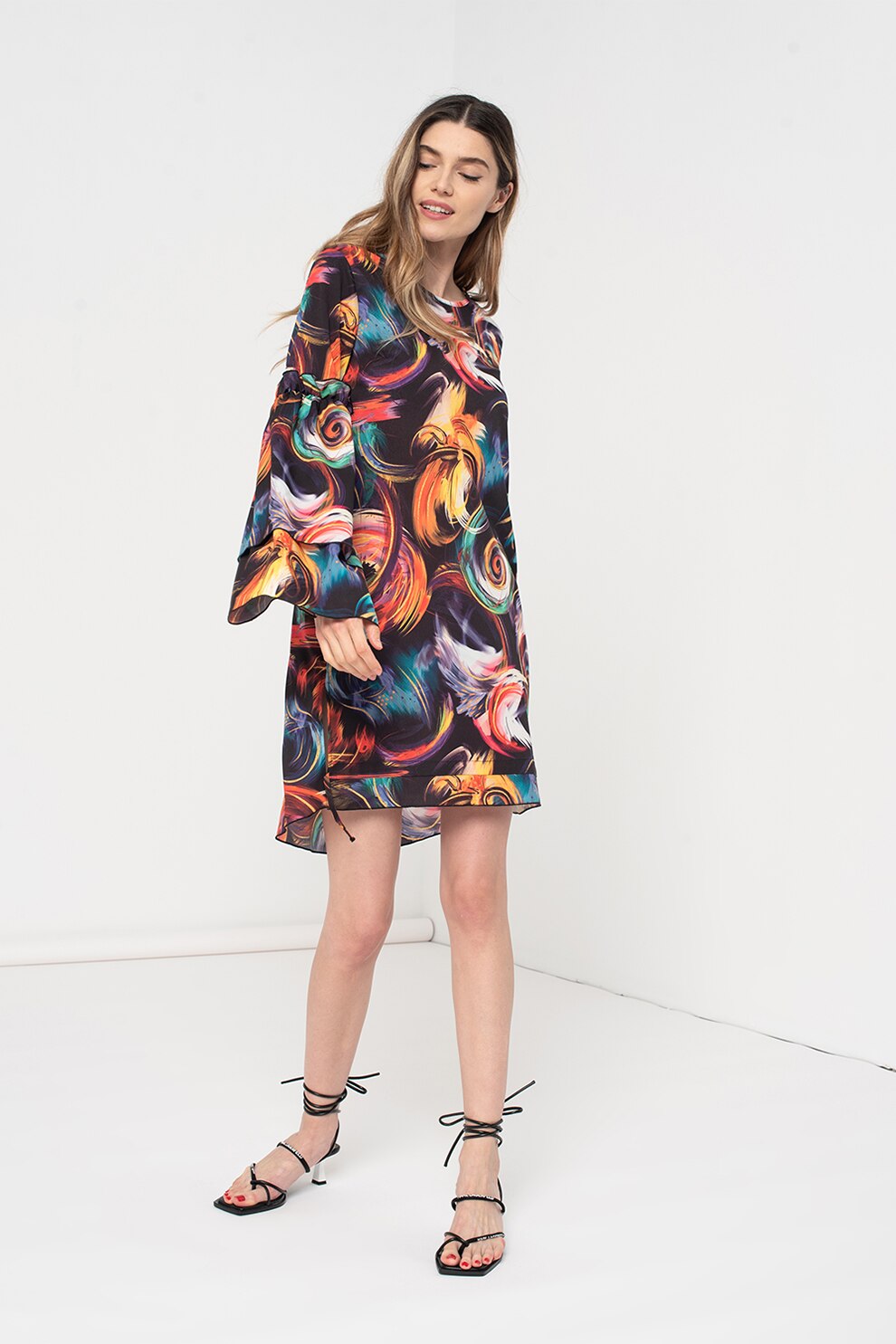 Amazing, Rochie lejera cu maneci evazate, Multicolora