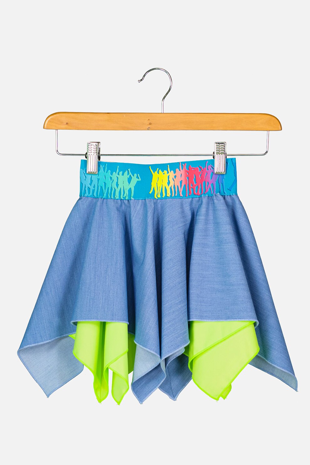 Amazing, Fusta mini evazata, Albastru/Verde lime