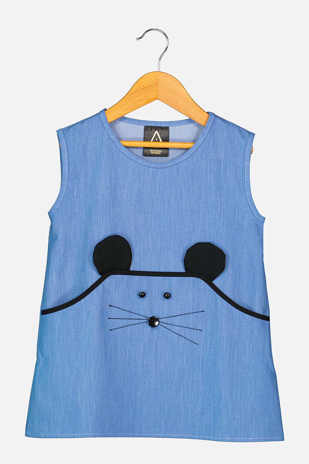 Amazing, Rochie din amestec de bumbac cu model soarece, Albastru/Negru