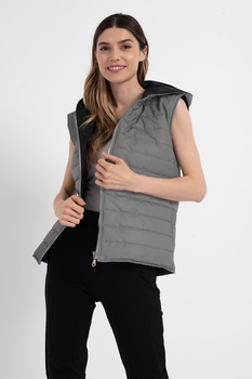 Amazing, Vesta matlasata cu gluga si margele, Gri Amazing, Vesta matlasata cu gluga si margele, Gri
