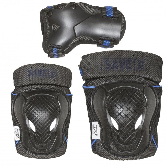 Set protectii copii Save My Bones, marimea M, Negru/Albastru, 6 bucati